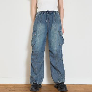 【LTXC】【接触冷感/ひんやり】デニムカーゴパンツ