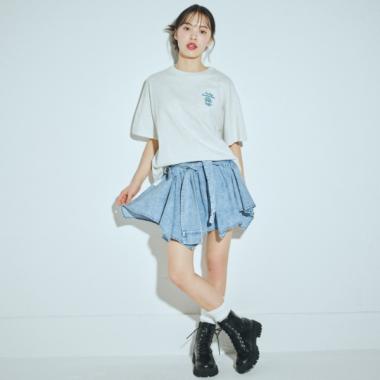 【LTXC】腰巻き風デニムキュロット