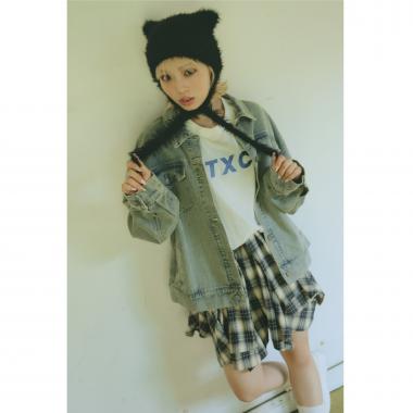 【LTXC】腰巻き風チェックキュロット