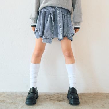 【LTXC】腰巻き風デニムキュロット