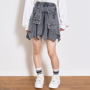 【LTXC】腰巻き風デニムキュロット