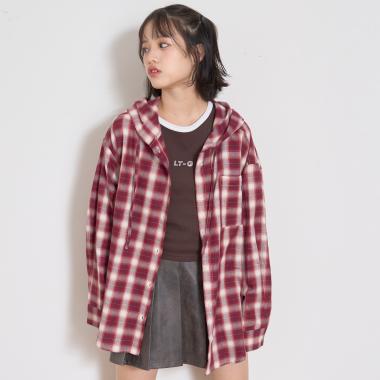 【LTXC】チェックシャツパーカ
