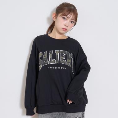 【LTXC】柄ロゴアップリケルーズスウェット