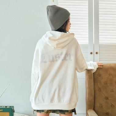 【LTXC】バックラインストーンルーズプルパーカー