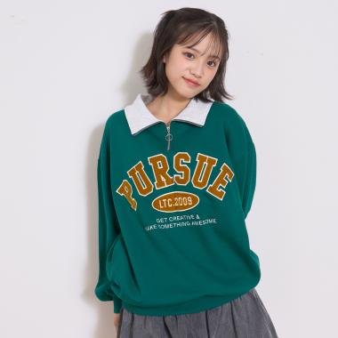 【LTXC】【綿100％】裏起毛ハーフジップスウェット