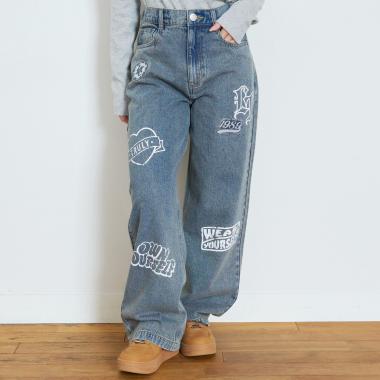 【LTXC】ワッペンデザインデニムパンツ