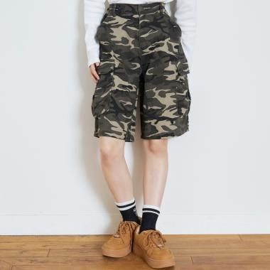 【LTXC】カモフラ柄ハーフカーゴパンツ