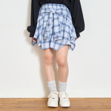 【LTXC】腰巻き風チェックキュロット