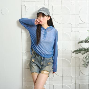 【LTXC】ダメージデニムショートパンツ