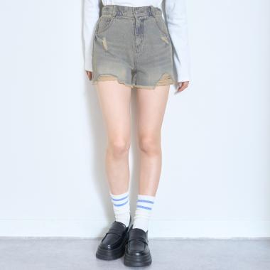 【LTXC】ダメージデニムショートパンツ