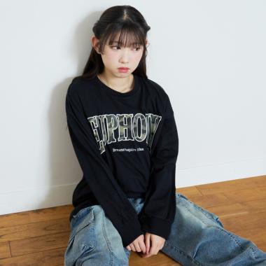 【LTXC/綿100%】カレッジ柄ロゴ長袖T