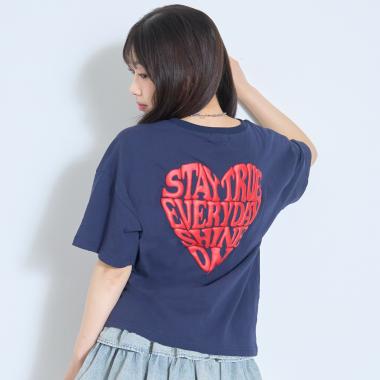 【秒かわトップス】【GOODPRICE】【LTXC/綿100%】発泡バックハートロゴ半袖T