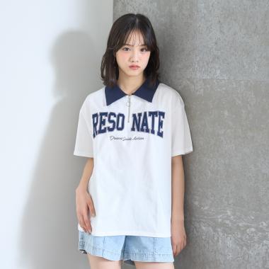 【LTXC/綿100%】ハーフジップルーズ半袖T