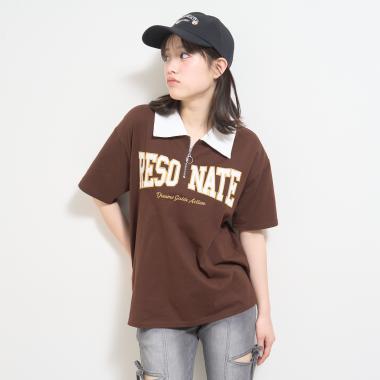 【LTXC/綿100%】ハーフジップルーズ半袖T