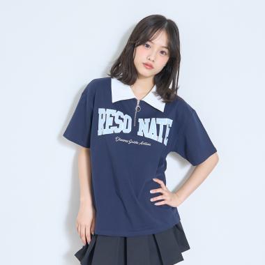 【LTXC/綿100%】ハーフジップルーズ半袖T