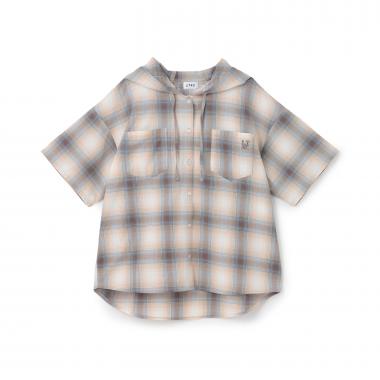 【LTXC/接触冷感】チェック半袖シャツパーカ