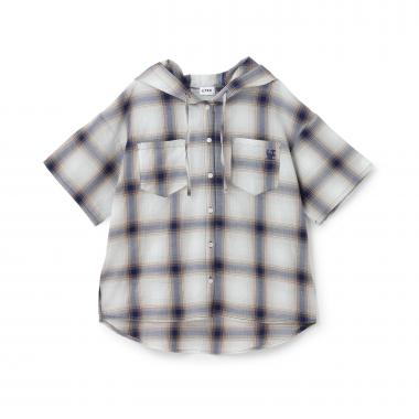 【LTXC/接触冷感】チェック半袖シャツパーカ