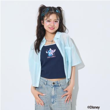 【Disney】【スティッチ】/【LTXC】【抗菌防臭】フロント刺繍パイピングキャミソール