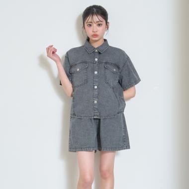 【LTXC/接触冷感】デニムシャツセットアップ