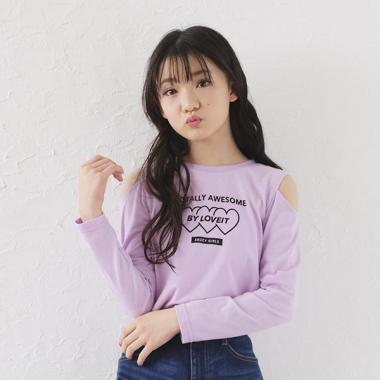 肩スリット長袖Tシャツ