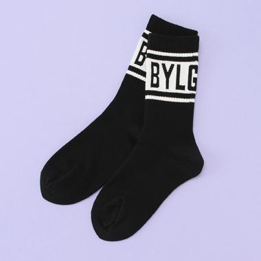 ロゴラインクルー丈ソックス【日本製】