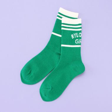 バックロゴクルー丈ソックス【日本製】