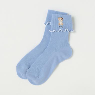 折り返し刺しゅうソックス【日本製】