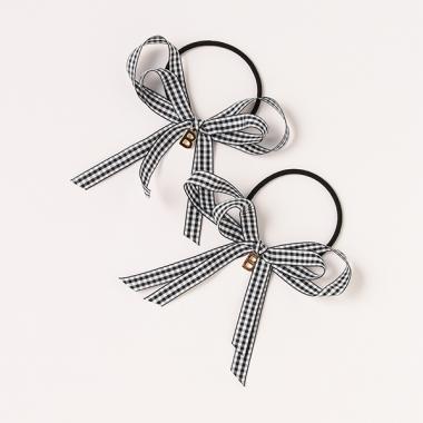 チェックリボンポニー（2個SET)【日本製】