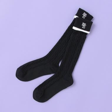 ケーブル編みハイソックス【日本製】