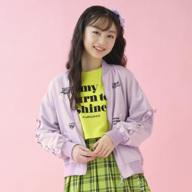 袖レースアップ刺しゅうチラシブルゾン