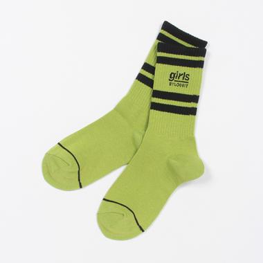 girlsロゴクルーラインソックス【日本製】