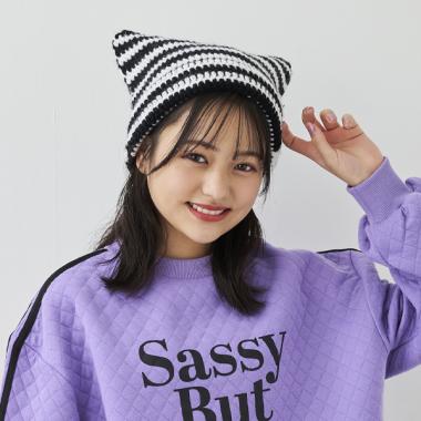 猫耳ボーダーキャップ（56-58cm）