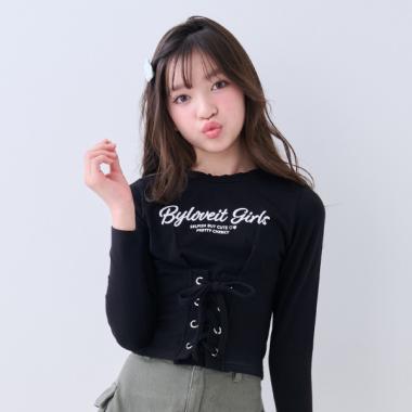 レースアップTシャツ