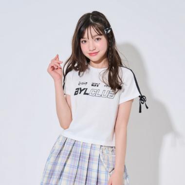 【Cuugal掲載】袖リボンラインＴシャツ