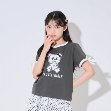 ラビ子袖あきリボンTシャツ