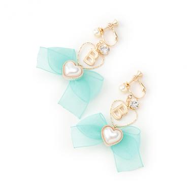 ハートリボンイヤリング