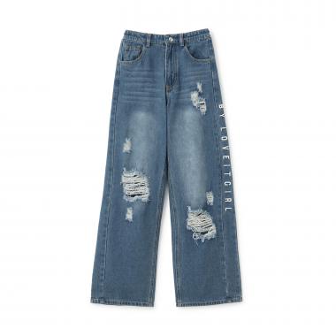 サイド切り替えダメージデニム