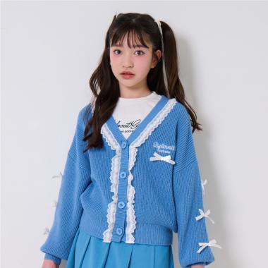 リボンポイントカーデTシャツセット