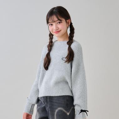 ラメシャギーリボンニット