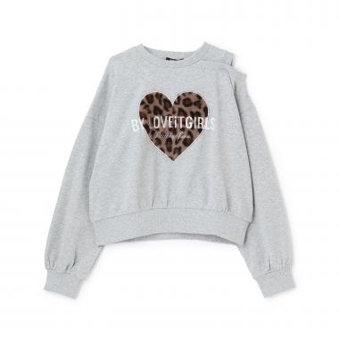 ハートパッチ肩開きトレーナー