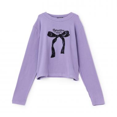 リボンパッチ長袖Tシャツ