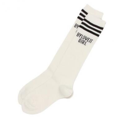 配色ライン入りロゴハイソックス