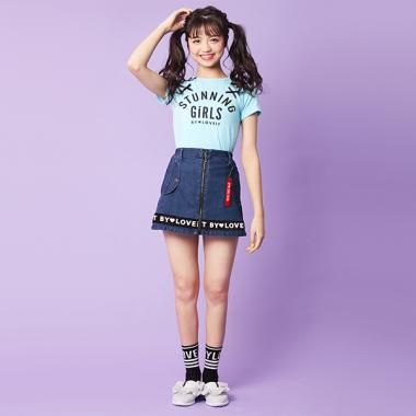 両肩レースアップロゴTシャツ