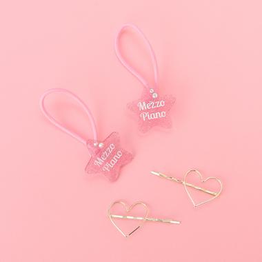 星ラメヘアポニー×ハートヘアピン4個セット