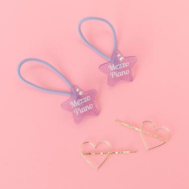 星ラメヘアポニー×ハートヘアピン4個セット