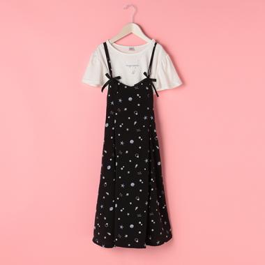 シェル柄キャミソールワンピース×Tシャツセット