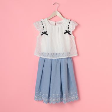 レースブラウスドッキングワンピース