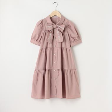 【人気商品再入荷】【直営店で取り扱い無し】リボンつきティアードワンピース