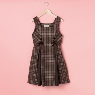 【人気商品再入荷】【直営店で取り扱い無し】レースアップ切り替えチェック柄ジャンパースカート