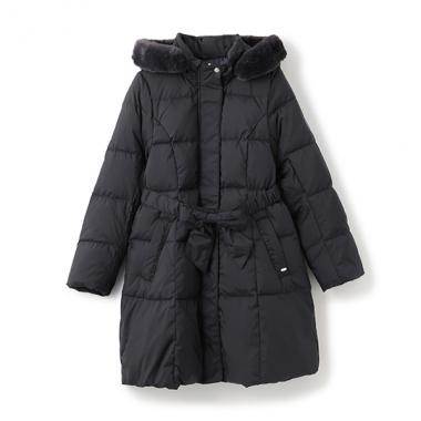 【人気商品再入荷】【直営店で取り扱い無し】【撥水】リボンベルトガーリーロングダウン